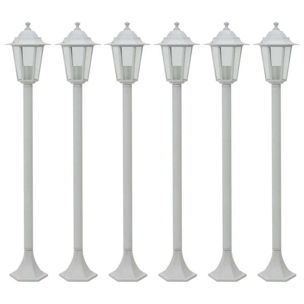  Garden Post Lights 6 pcs E27 110 cm Aluminium White