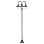 Garden Post Light E27 220 cm Aluminium 3-Lantern Dark Green