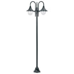 Garden Post Light E27 220 cm Aluminium 3-Lantern Dark Green
