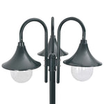 Garden Post Light E27 220 cm Aluminium 3-Lantern Dark Green