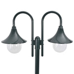 Garden Post Light E27 220 cm Aluminium 2-Lantern Dark Green