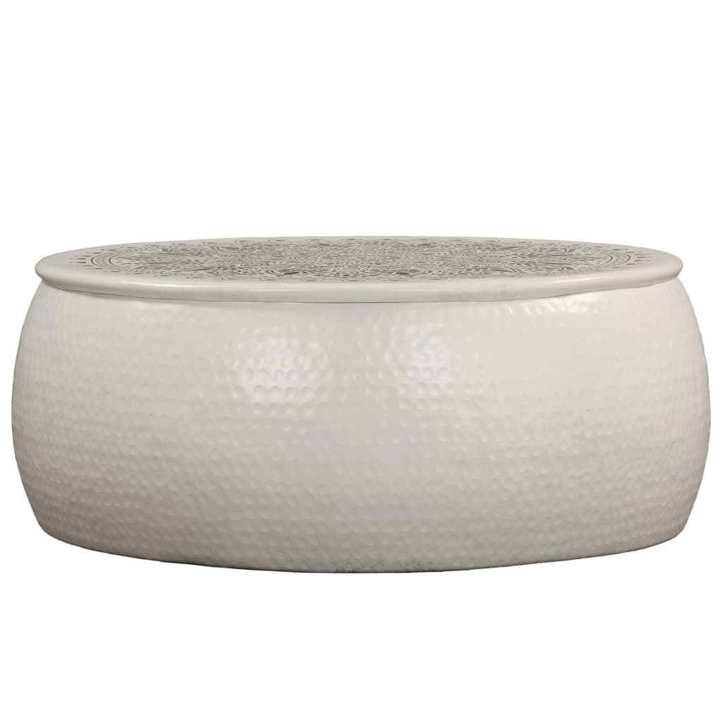Coffee Table Hammered Aluminium  White