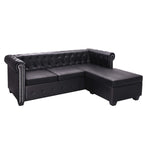 L-shaped Chesterfield Sofa Artificial Leather Black