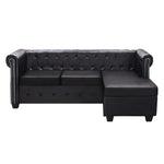 L-shaped Chesterfield Sofa Artificial Leather Black