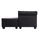 L-shaped Chesterfield Sofa Artificial Leather Black