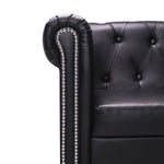 L-shaped Chesterfield Sofa Artificial Leather Black