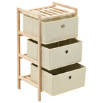 Storage Rack with 3 Fabric Baskets Cedar Wood Beige