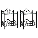 Bedside Tables 2 pcs Steel and Tempered Glass  Black