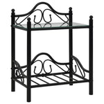 Bedside Tables 2 pcs Steel and Tempered Glass  Black