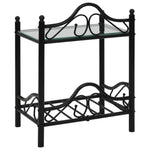 Bedside Tables 2 pcs Steel and Tempered Glass  Black