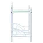 Bedside Table Steel and Tempered Glass  White