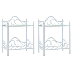 Bedside Tables 2 pcs Steel and Tempered Glass  White