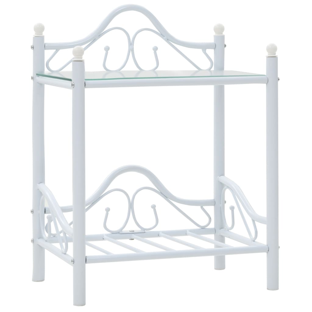 Bedside Tables 2 pcs Steel and Tempered Glass  White