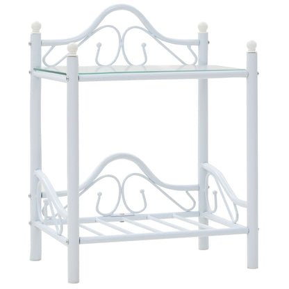 Bedside Tables 2 pcs Steel and Tempered Glass  White