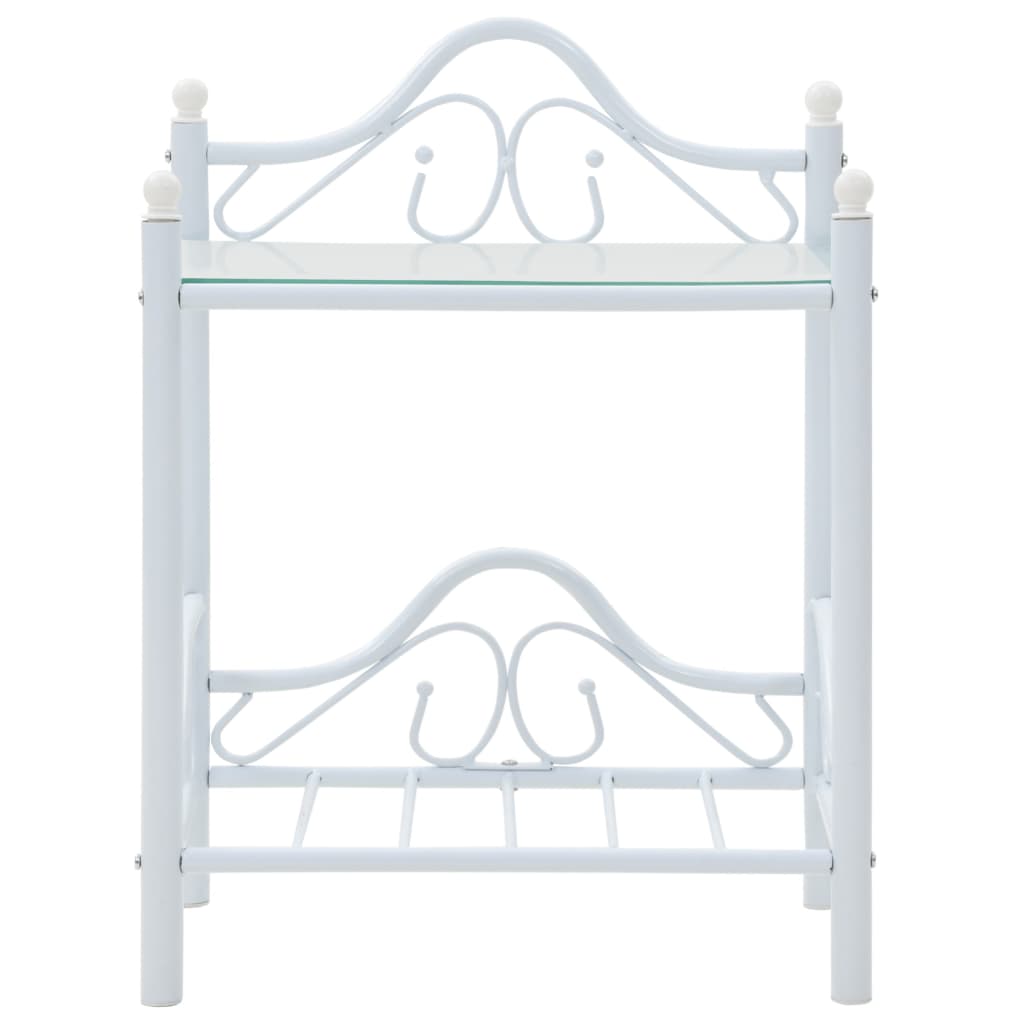 Bedside Tables 2 pcs Steel and Tempered Glass  White