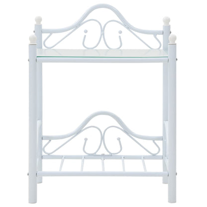 Bedside Tables 2 pcs Steel and Tempered Glass  White