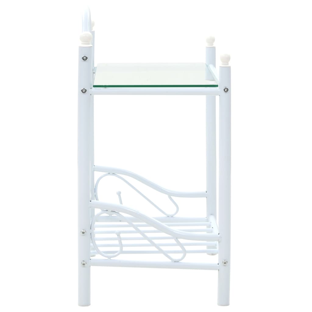 Bedside Tables 2 pcs Steel and Tempered Glass  White