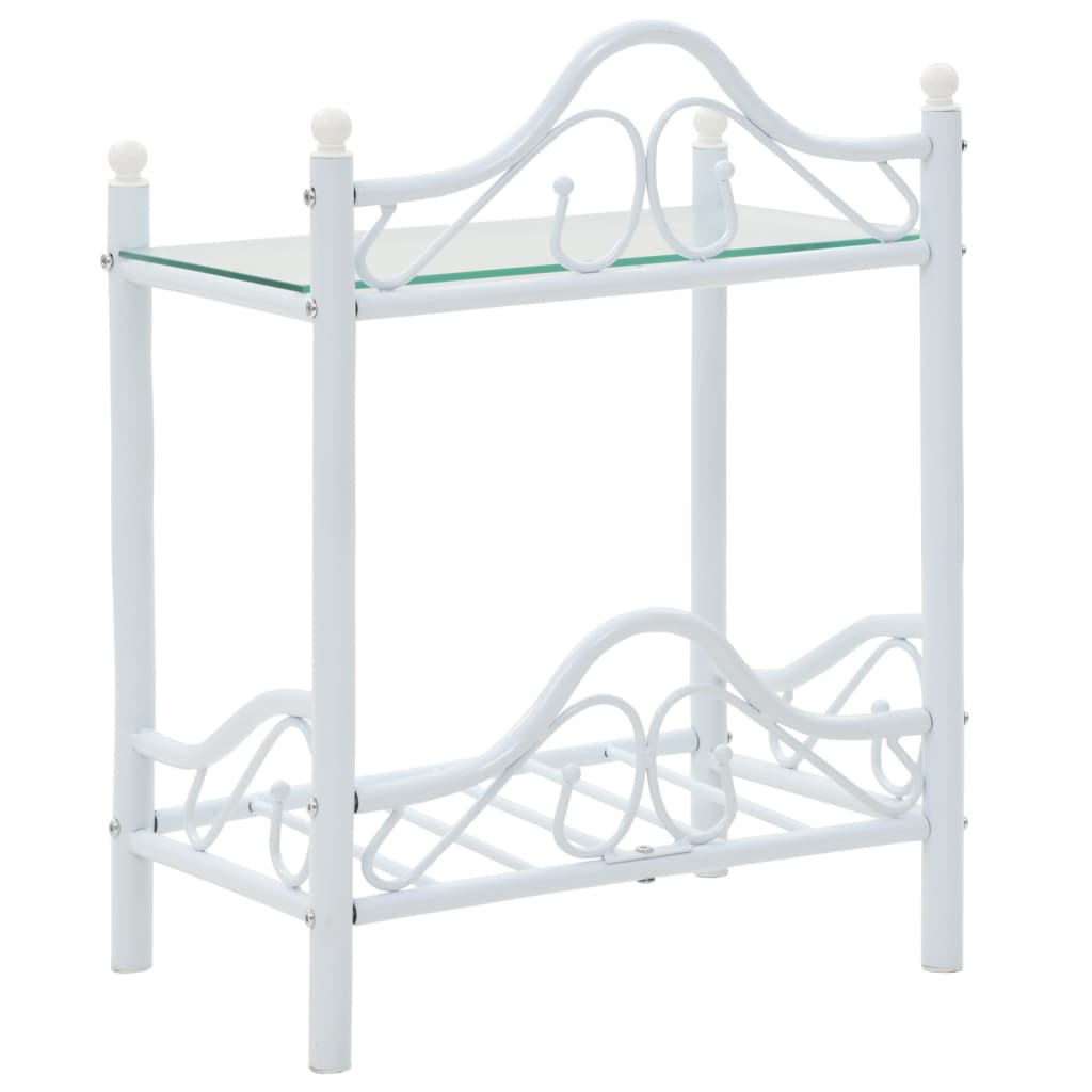 Bedside Tables 2 pcs Steel and Tempered Glass  White