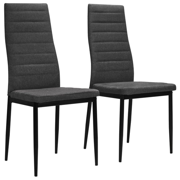  Dining Chairs 2 pcs Dark Grey Fabric