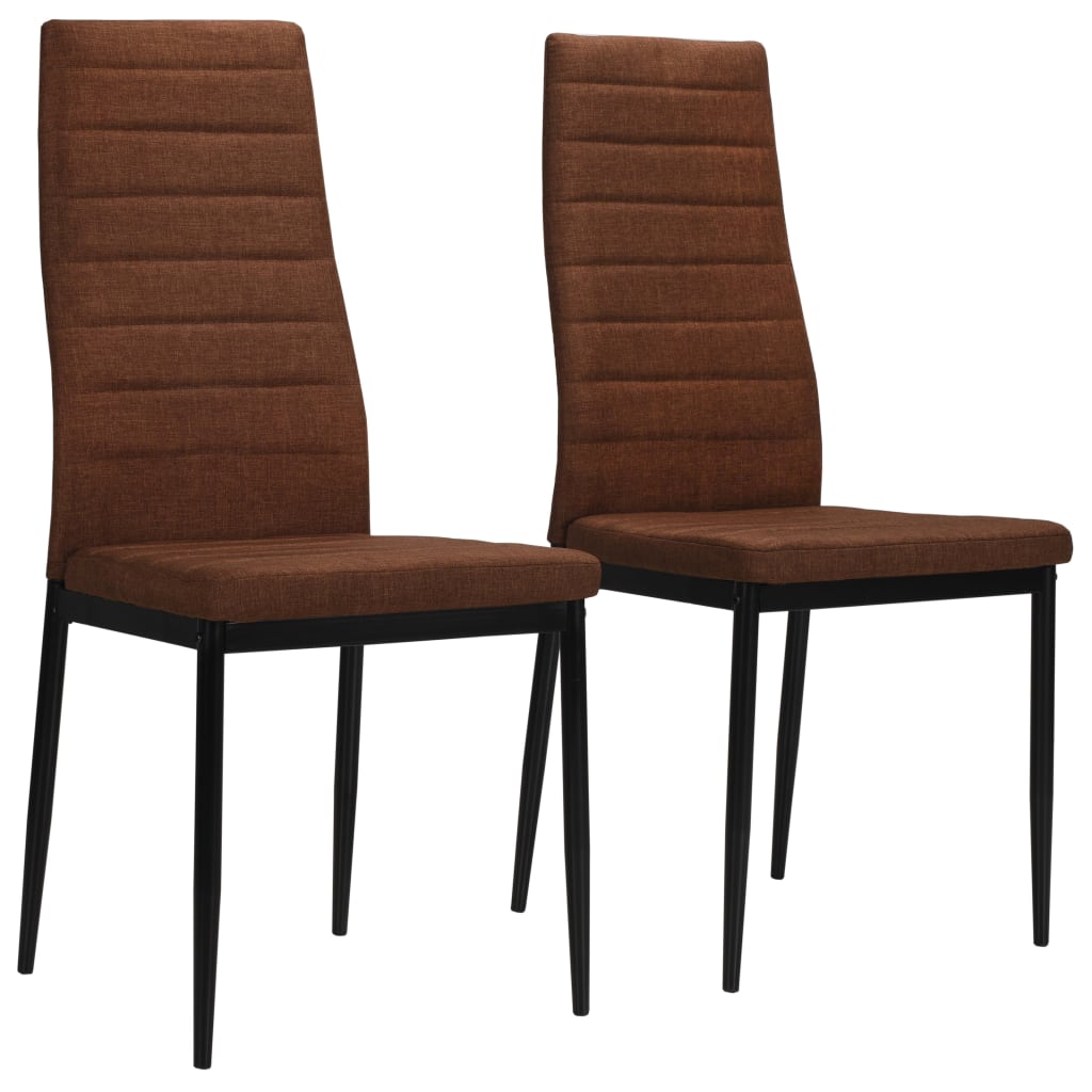 Dining Chairs 2 pcs Brown Fabric - 43×44×96cm