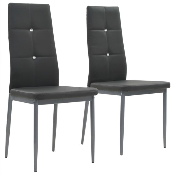  2 pcs Dining Chairs Grey faux Leather