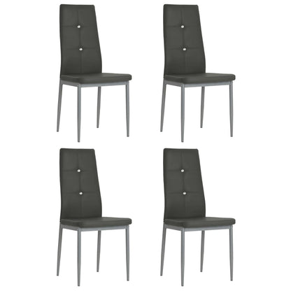 Dining Chairs 4 pcs Grey Leather