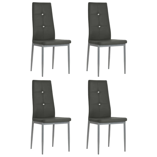  Dining Chairs 4 pcs Grey Leather