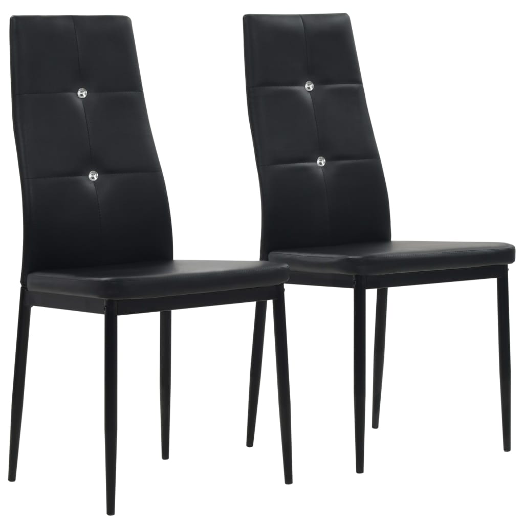 Dining Chairs 2 pcs Black Leather - 43×43.5×96cm