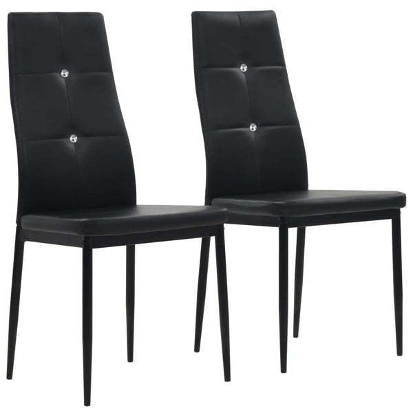  Dining Chairs 2 pcs Black Leather