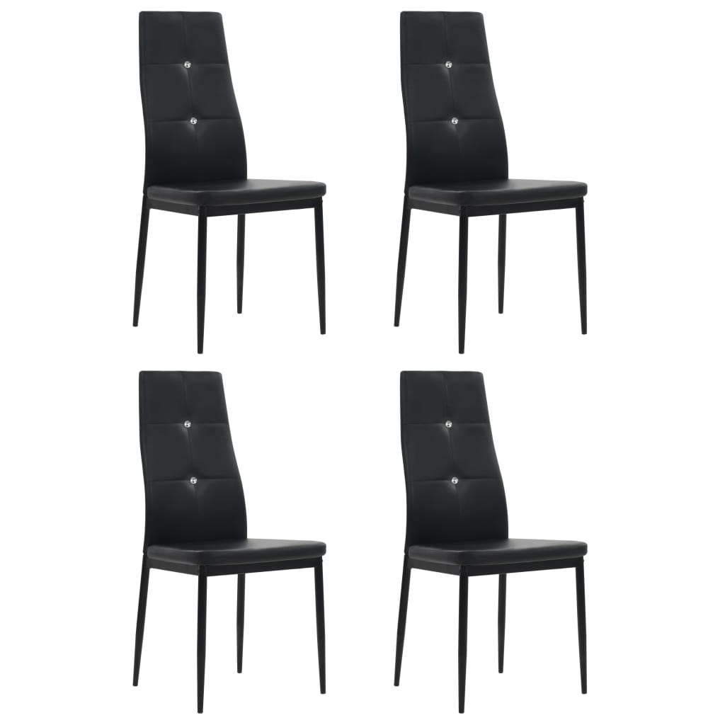 Dining Chairs 4 pcs Black Leather - 43×43.5×96cm