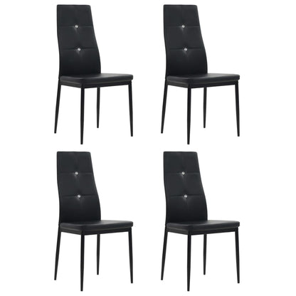 Dining Chairs 4 pcs Black Leather - 43×43.5×96cm