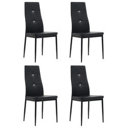 Dining Chairs 4 pcs Black Leather