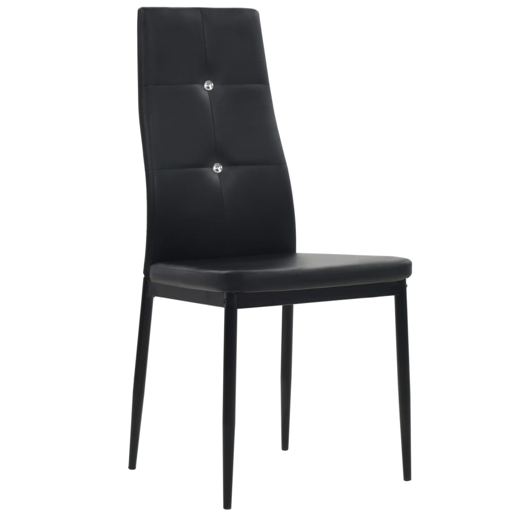 Dining Chairs 4 pcs Black Leather - 43×43.5×96cm