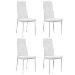 4 pcs Dining Chairs White faux Leather