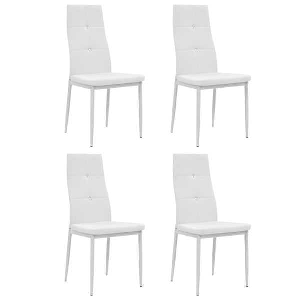  4 pcs Dining Chairs White faux Leather