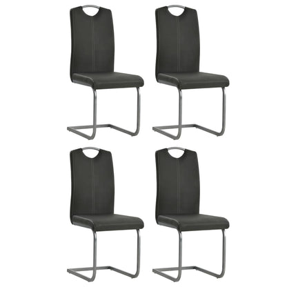Cantilever Dining Chairs 4 pcs Grey Leather - 43×55×100cm