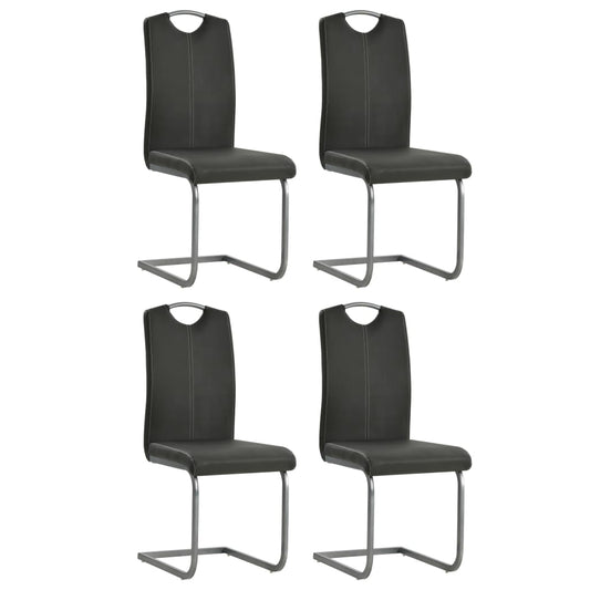 Cantilever Dining Chairs 4 pcs Grey Leather