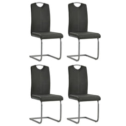 Cantilever Dining Chairs 4 pcs Grey Leather