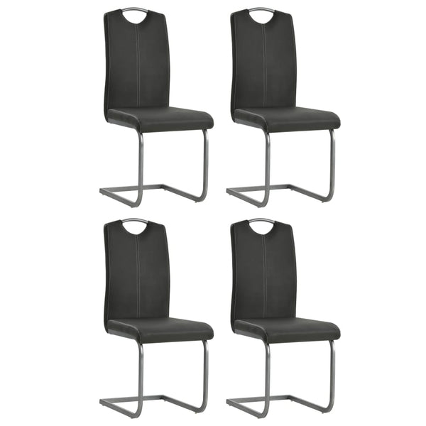  Cantilever Dining Chairs 4 pcs Grey Leather
