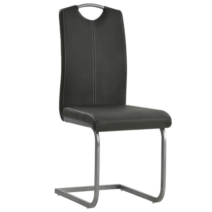 Cantilever Dining Chairs 4 pcs Grey Leather - 43×55×100cm