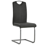 Cantilever Dining Chairs 4 pcs Grey Leather
