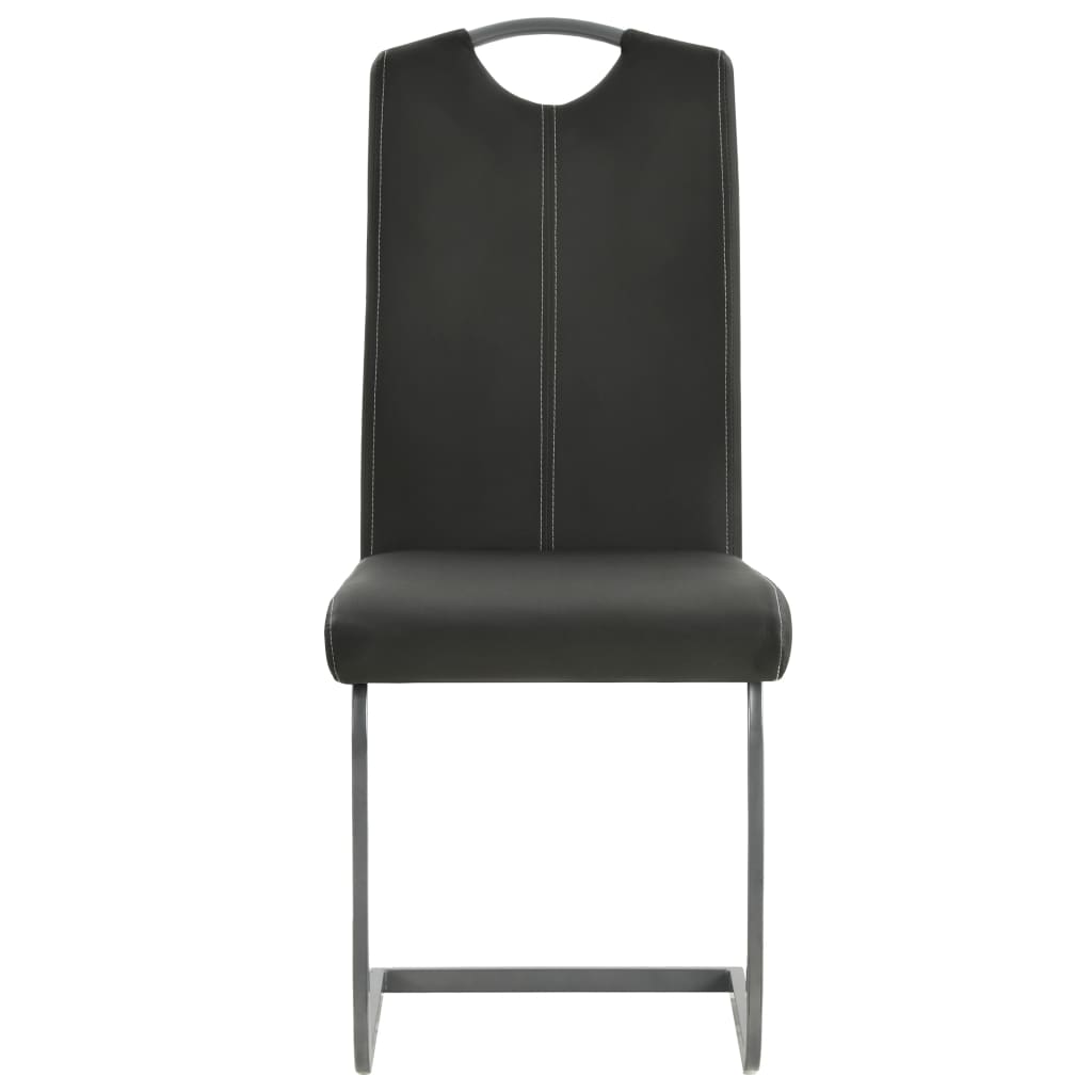 Cantilever Dining Chairs 4 pcs Grey Leather - 43×55×100cm