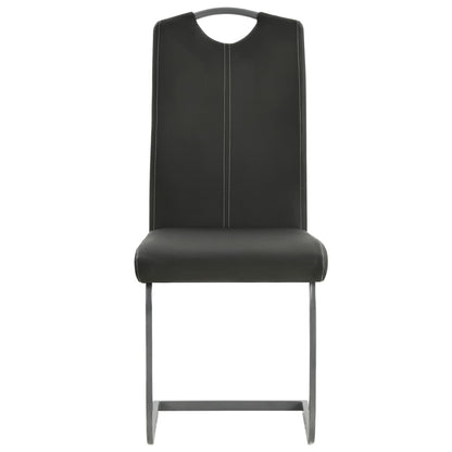 Cantilever Dining Chairs 4 pcs Grey Leather - 43×55×100cm