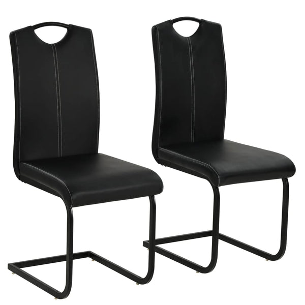  2 pcs Leather Dining Chairs Black