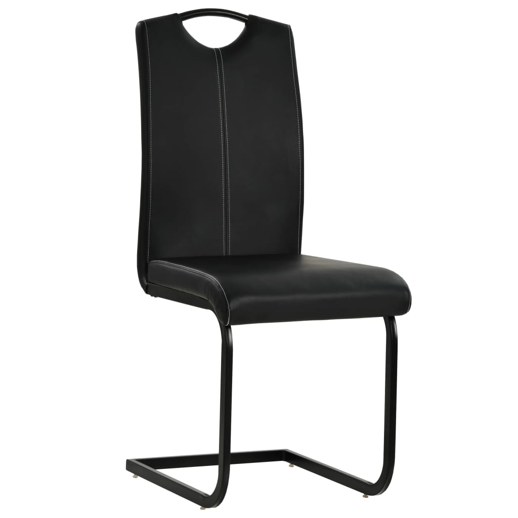 2 pcs Leather Dining Chairs Black