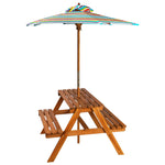 Kids Picnic Table with Parasol Solid Acacia Wood