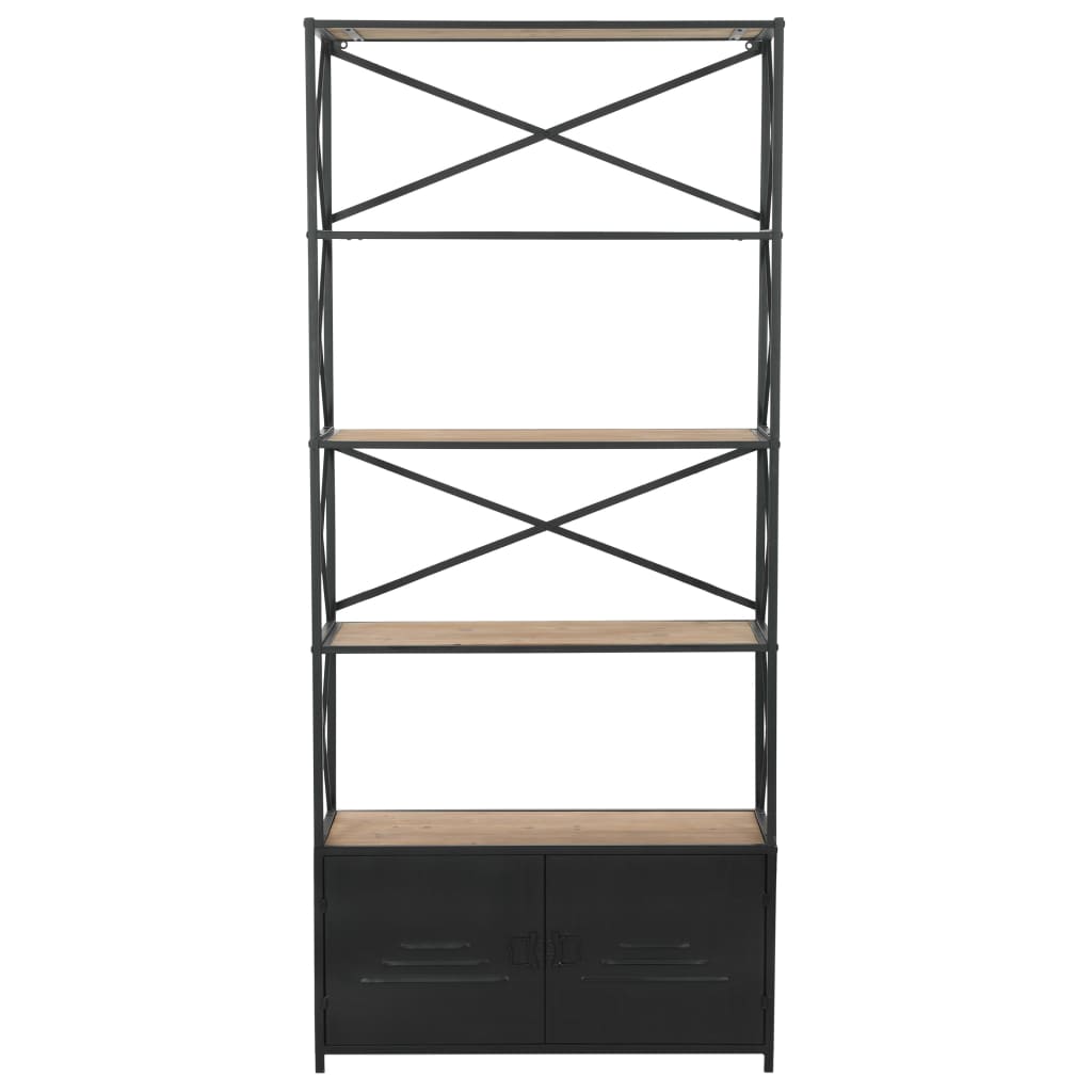 Bookcase Solid Firwood & Steel