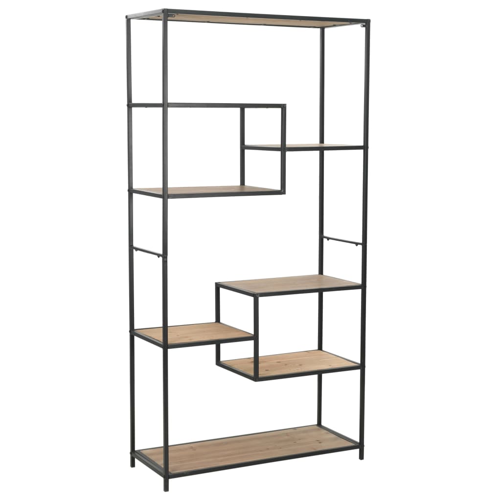 Bookcase Solid Firwood and Steel - 90.5×35×180cm