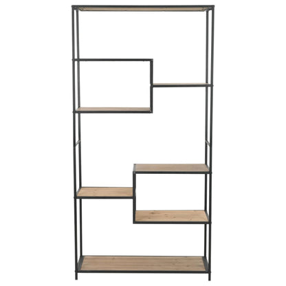Bookcase Solid Firwood and Steel - 90.5×35×180cm