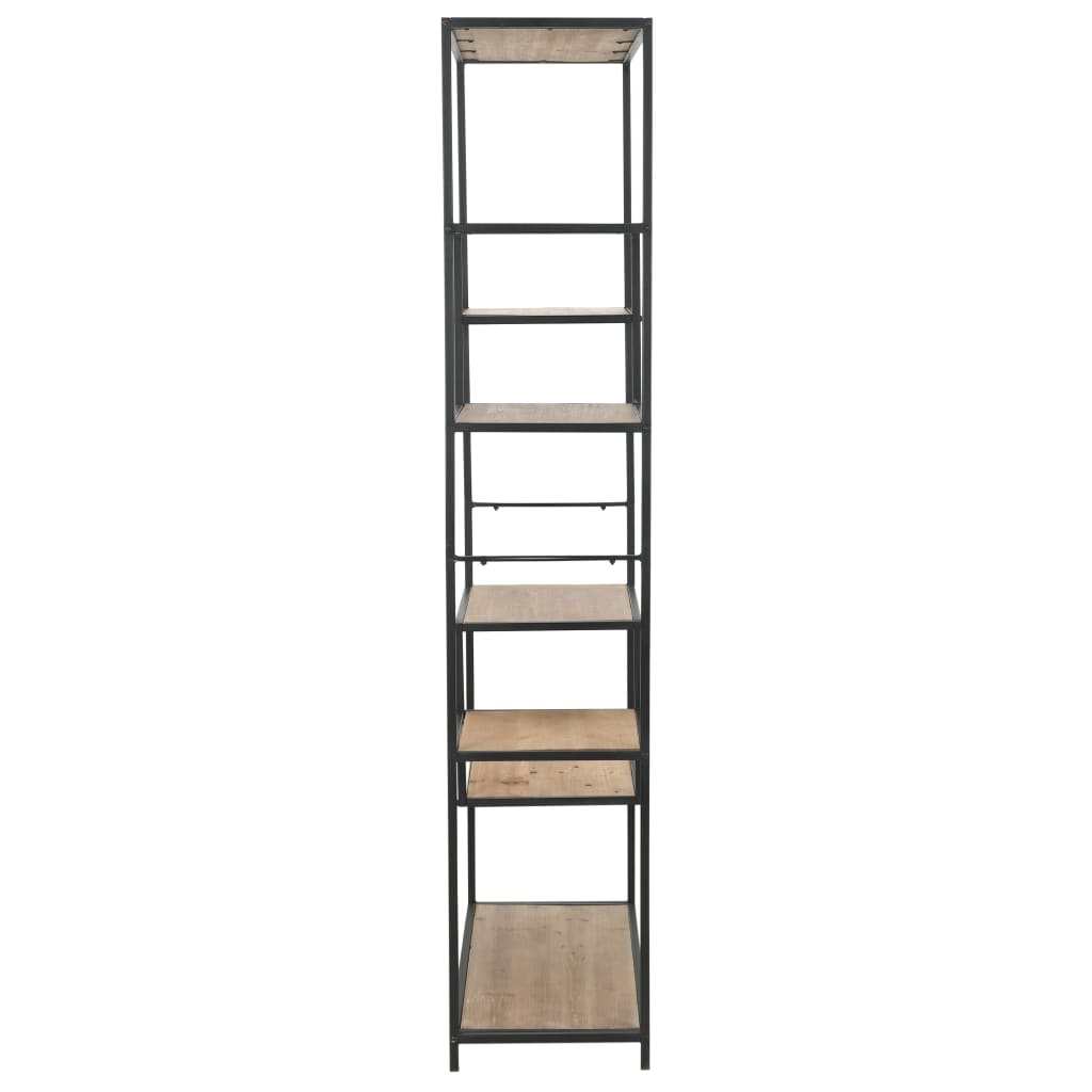 Bookcase Solid Firwood and Steel - 90.5×35×180cm